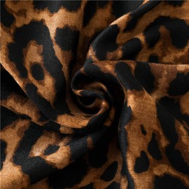 Women Soft Long Neck Scarf - Ladies Fashion Leopard Animal Pattern Shawl Evening Party Stylish Accessories with Tassel(Style B/Brown)