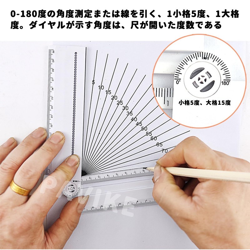 PAVIKE 30cm Transparent Rectangle Ruler Protractor Rectangle Ruler Protractor Angle