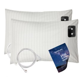 2pcs Grounding Pillowcase King Conductive Silver Fiber Grounding Pillow Cover with 15ft Grounding Cord Soft Safe for Better Sleep Reduce Pain 20''x36''