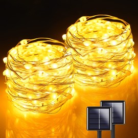 Hystun Solar Twinkle Lights Outdoor, Solar Fairy Lights 2 Pack Each 120 Led 40FT Solar String Lights Outdoor Waterproof, 8 Modes Copper Wire Solar Tree Lights for Christmas, Garden, Party