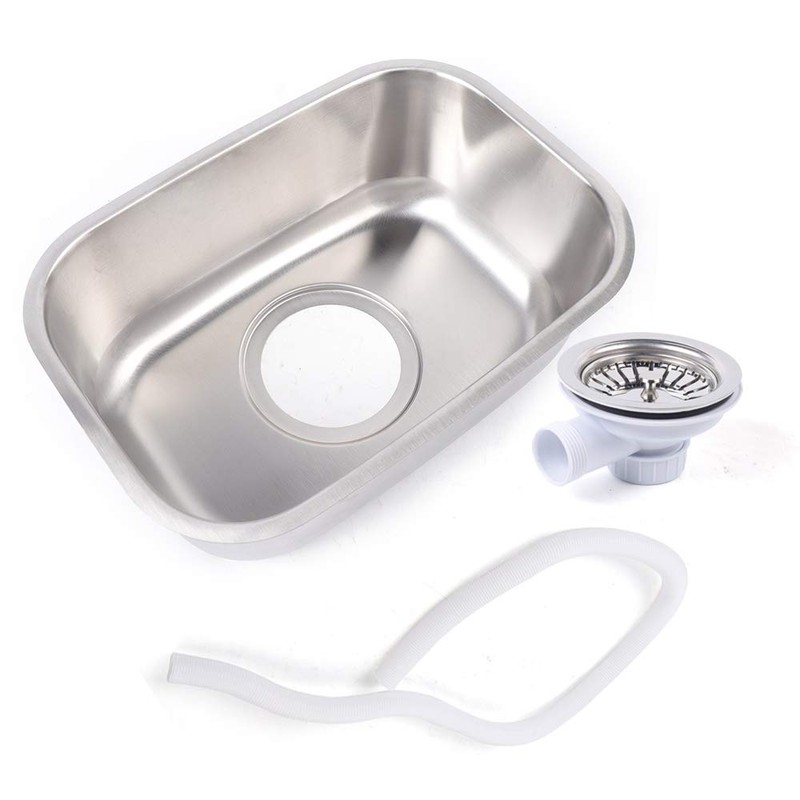 Small RV Sink,Stainless Steel Caravan Camper Sink with Water Pipe,