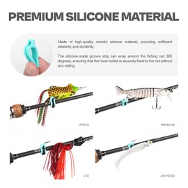 Universal Fishing Hook Keeper - Silicone Secure Holder for All Rods (Ultra Light to Sea), 12-Pack with Nylon Zip Ties