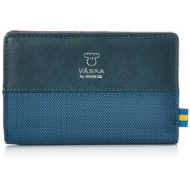 Mozu VS-0122 VASKA VS-0122 VASKA by Vesca L-Shaped Zipper Bifold Wallet, Women's, Compact, Thin, Nylon, Synthetic Leather, PU Leather, Coin Purse, blue