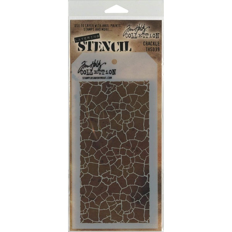 Stampers Anonymous THS-039 Tim Holtz Layered Crackle Stencil, 4.125" X