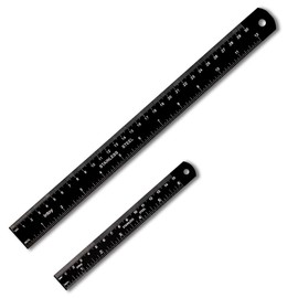 Zotemo Metal Ruler Kit 12 Inch and 6 Inch, Stainless Steel Rulers with Centimeters, Millimeters, Inches and Conversion Table for Office and School, Easy to Read Metric Rule Set, 2 Pack