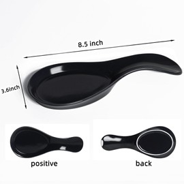 GDCZ Porcelain Spoon Rest Large Spoon Holder Utensil Rest for Kitchen Counter Stove Top, Black