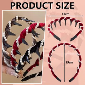 Bcautay 3Pcs Vintage High Cranium Artificial Pearl Hairband,High Cranium Pearl Headband,Fashion Accessories Braid Tool Non Slip Hairband For Women's Hair,Bands Fashion Hair Accessories Gift