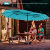 HAPPYGRILL 15 FT Double-sided Patio Umbrella with Solar Lights, Crank
