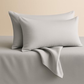 Toddler Pillow Cover 12x16 Cotton Travel Pillow Cases with Zipper Kids Pillow Case Silver Gray Color Made from 100% Egyptian Cotton, Pack of 2