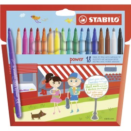 Felt Tip Pen - STABILO power - Wallet of 18 - Assorted Colours