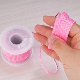 NiArt 10-Yard Self Adhesive Crystal Rhinestone Ribbon,Durable Sparkling Glass Diamond Decoration Ribbon for Car Interior,Tech Gadget,Easy to Apply Long-Lasting Brilliance (Iridescent Pink)