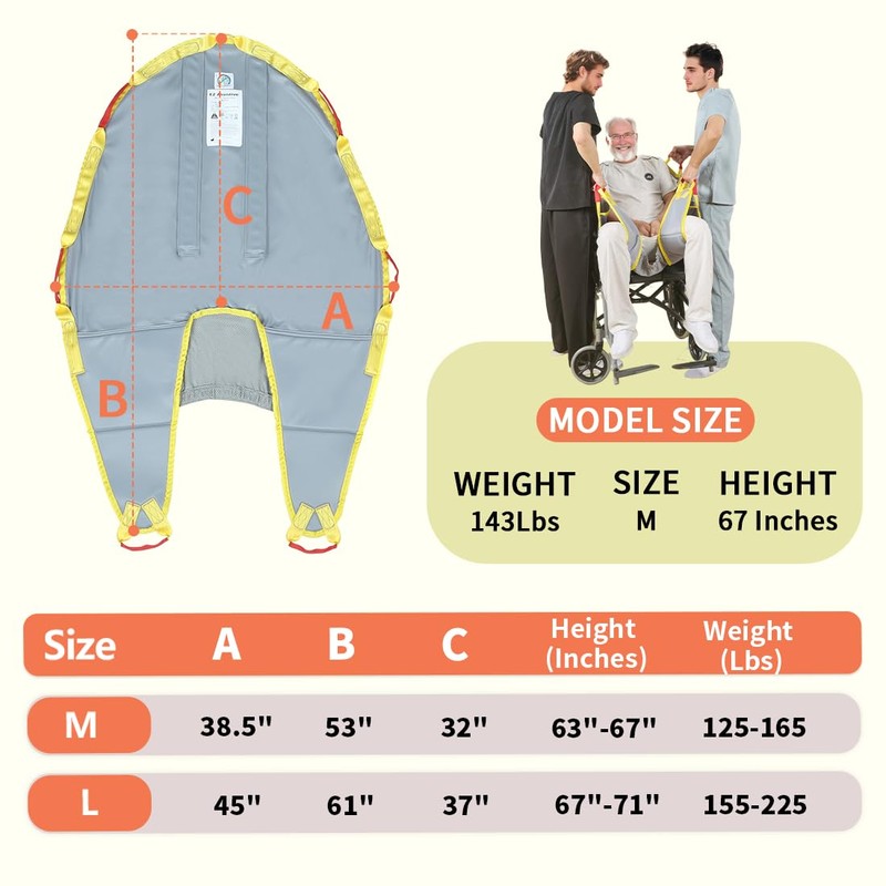 EHUELDER Manual Transfer Sling for Narrow Spaces, Portable Hand Lift