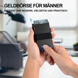 TOYFID Minimalist Wallet for Men Slim Aluminum Card Holder Pop Up RFID Protection 12+ Credit Cards Quick Access, black, Modern