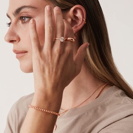 PAVOI 14K Rose Gold Plated Dome Ring Twisted Braided Gold Plated Ring | Chunky Signet Ring (Dome Rose, 6)