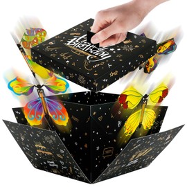 BOFUNX Surprise Box Birthday Gift Box with Flying Butterflies Explosion Box Pop Up Surprise Box for Birthday Wedding Graduation Party Decoration