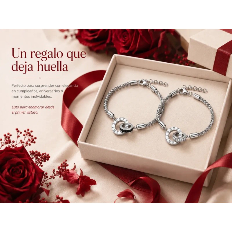 Pulseras Para Parejas Promesa Moissanita Oro Blanco 18k Plat