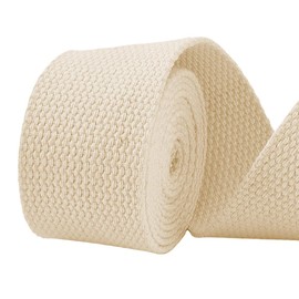 AHANDMAKER 11 Yards Heavy Polycotton Webbing White Webbing Straps 1.5 Inch Weave Straps for Bag Handles Tote Bag Cloth Belt Arts and Crafts Making Outdoor Supplies