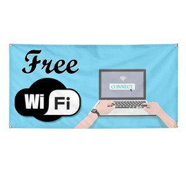 Vinyl Banner Multiple Sizes Free Wi Fi Outdoor Advertising Printing Business Outdoor Weatherproof Industrial Yard Signs Black 4 Grommets 12x30Inches