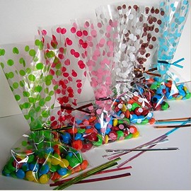 60pcs 5"x8""Polka Dot" Gift Cello Bag (6 Colors) + Twist Ties