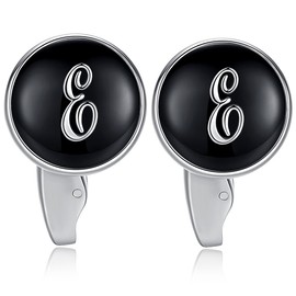 HONEY BEAR Letters Initials Letter Cufflinks Men's Stainless Steel Wedding Cufflinks Cuff Links Black, Copper, No Gemstone