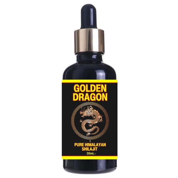 Golden Dragon 30 ml Himalaya Shilajit Liquid Drops Tincture Pure Mineral Resin Dropper Bottle Potent, Ayurvedic & High Strength