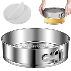 9 Inch Cheesecake Springform Cake Pan with 30Pcs Parchment Paper Liners,304 Stainless steel Nonstick Leakproof Springform roound cake pan with Removable Bottom for Cheesecake,Chiffon,Baking Cakes