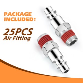 Milosline Air Plugs 25 PCS Air Fittings 1/4 Inch Male NPT Air Hose Fitting 1/4" Industrial Plugs Kit for Air Compressor Air Tool