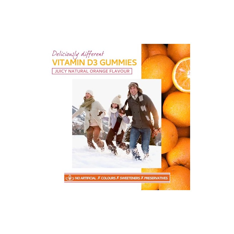 Vitamin D3 Gummies 4000IU, 100µg - 60 Natural Orange Flavour