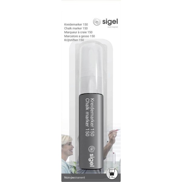SIGEL BA171 Chalk Marker White Chisel Tip 5-15 mm Wipe