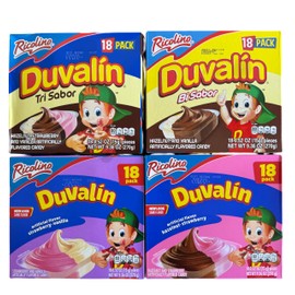 Duvalin Mexican Sweets Strawberry-Vanilla, Hazelnut-Vanilla, Hazelnut-Strawberry and Tri-Flavor Pack of 4 Boxes 72 Count Total