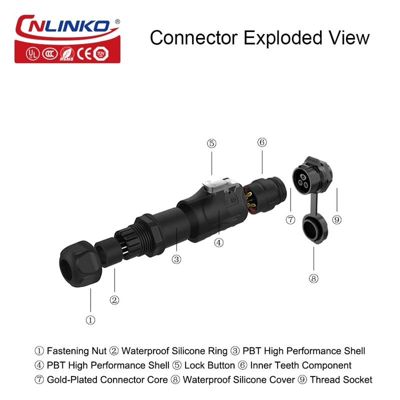 CNLINKO LP-16 Industrial Waterproof Connector IP68 Circular Connector Quick Plugging