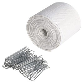 tooloflife Curtain Tape, 6m Curtain Heading Deep Pinch Pleat White Tape with 15 Pcs Metal Curtain Pleat Hooks for Home
