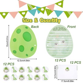 Dino Invitation Cards Children's Birthday Girl Boy, Pack of 12 Dinosaur Birthday Invitations with Envelopes, Stickers, Invitation Children's Birthday Party for Children Birthday Party Children's Party