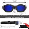 Bikershades Motorcycle Goggles Sunglasses Mirrored Blue Lens Black Strap Foam