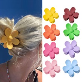 Pack of 8 Acrylic Hair Clips Women's Flower Hair Clips Large Cute Hair Clips Petal Leaf Design Non-Slip Hair Clips Hair Claw Large Thick Hair Matte Hair Accessory for Women Girls