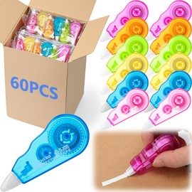 Chivao 60 Pack Mini Correction Tape Bulk Ink Corrector Eraser Tape Set 13.12 ft Cute Aesthetic Colorful Instant Correction Applicator for Office School Student Stationery Supplies, 0.2 x 158 Inch