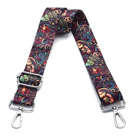 LVYOUME Wide Purse Strap Adjustable Replacement Crossbody Bag Strap Silver Hardware Shoulder Straps for Canvas Tote Handbags