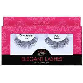 Elegant Lashes #012 Black - Professional 100% Natural Human Hair False Eyelashes (1 Pair)