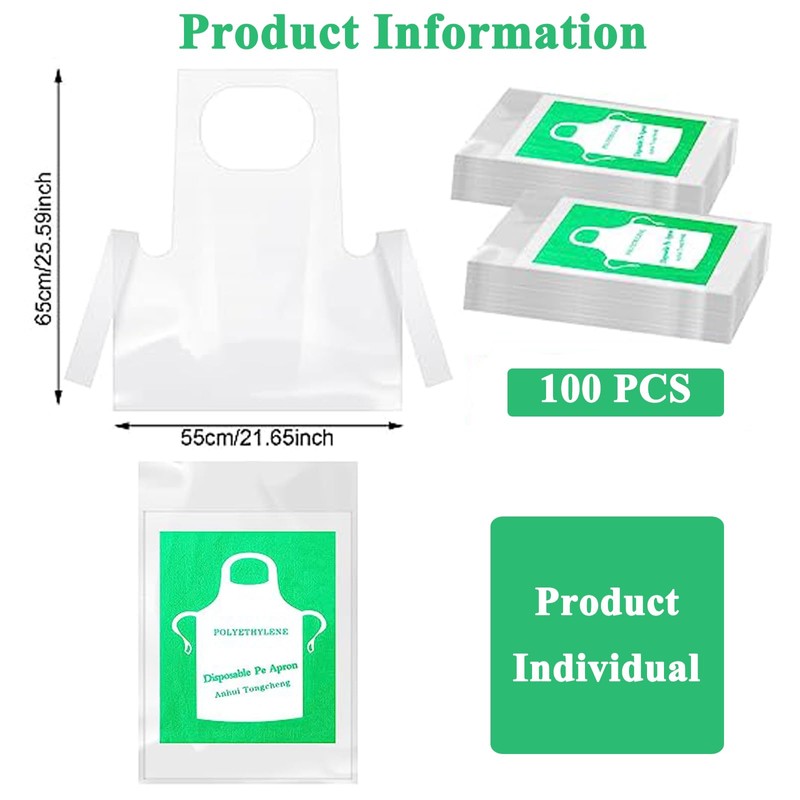 Disposable Aprons for Kids 100PCS - Plastic Aprons Small Clear