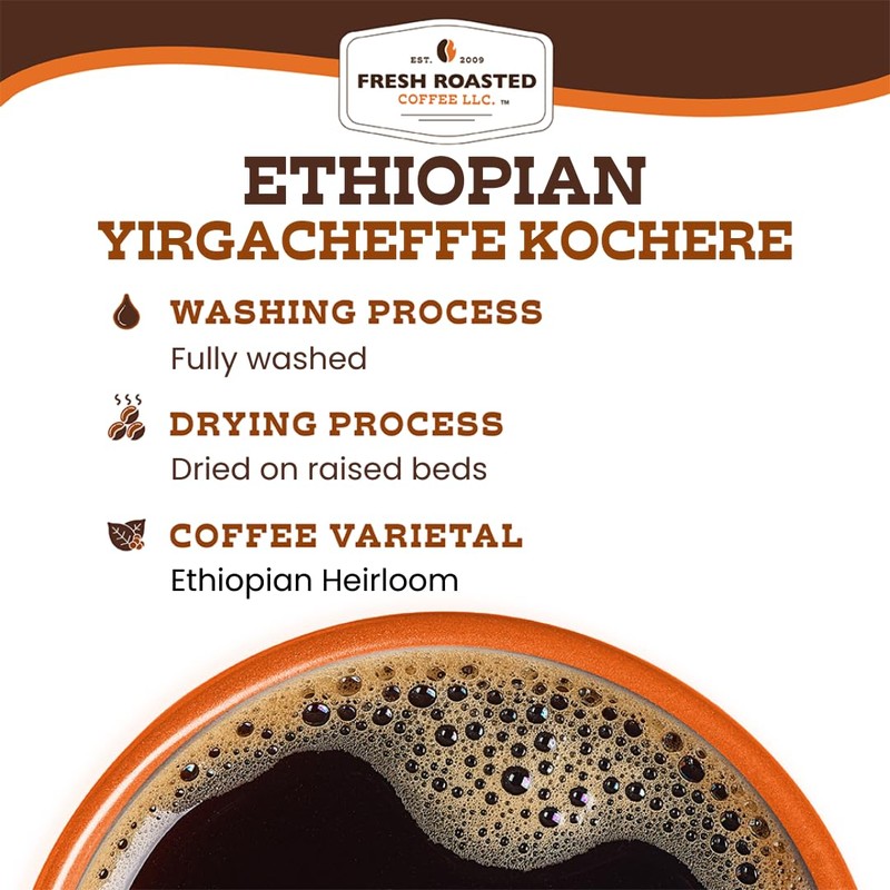 Fresh Roasted Coffee, Ethiopian Yirgacheffe Kochere, 2 lb (32 oz),