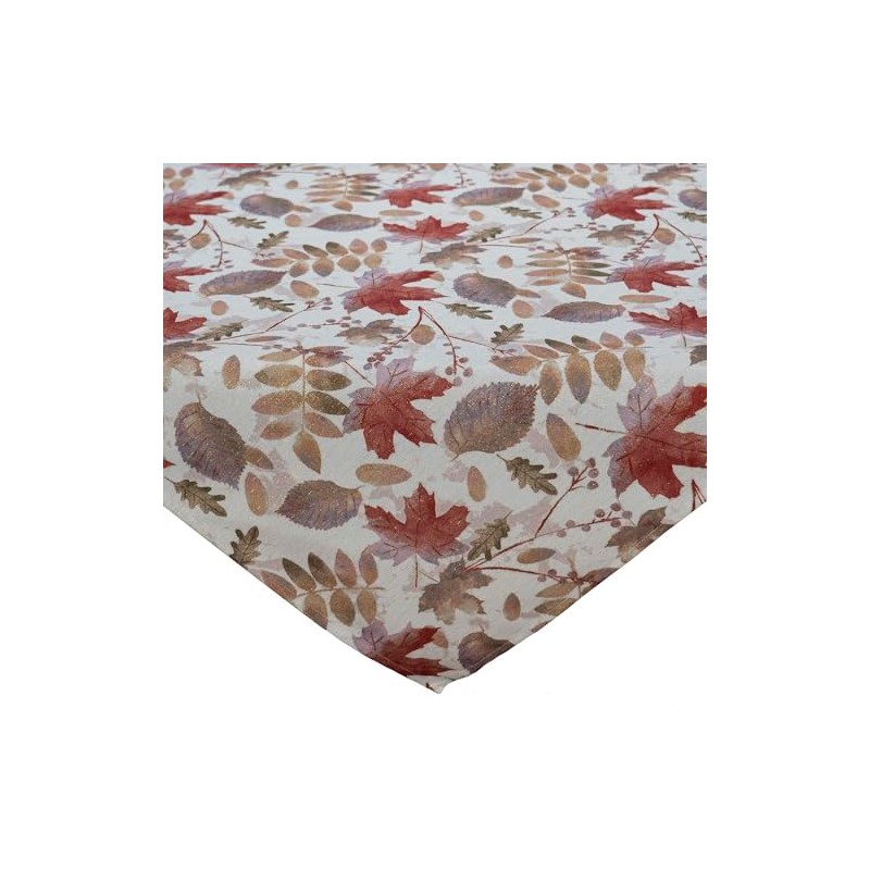 Tablecloth Print Design Leaves Allover with Goldlurex Tablecloth (85 x