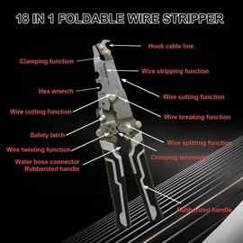 KLQYXI 18 in 1 Wire Stripper Foldable Twister Machine，Foldable Crimper and Stripper，Multifunctional Folding Wire Stripper-Professional Electrician Tool，Electrical Wire Strippers (Green）