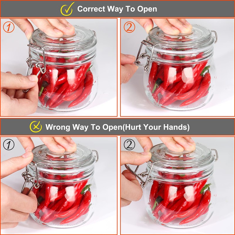 Betrome 25 oz 6 Pack Clear Glass Jars With Airtight