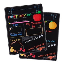 STOBOK Back to School Chalkboard First Day and Last Day of School Chalkboard Sign Colorful Chalk Board Double Sided Chalkboard Decoration for Kids Boys and Girls Photo Prop (1 Pcs& 2 Side)