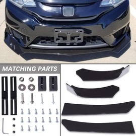 DREAMOTOR Universal Car 4 PCS Kit Front Bumper Lip + 2PCS 8"-11" Adjustable Splitter Rods Front Bumper Lip Splitter Compatible with Honda Civic Accord Ford Chevy Honda Toyota Camry VW Kia Optima