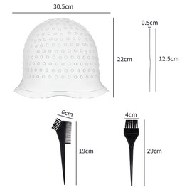 CLKE Highlighting Cap With Hooks, Professional Hair Highlighting Set with Needle, Caps, and Brushes,Hair Dyeing and Highlighting Tools for Women Men, Reusable(White)