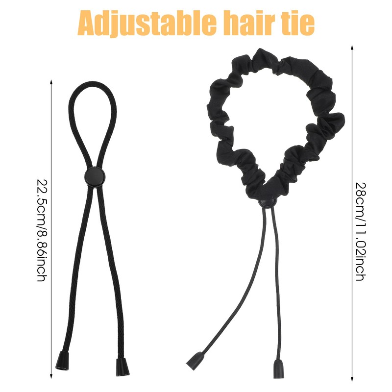 4Pcs Adjustable Elastic Satin Hair Scrunchies Adjust Black Ties Accessories