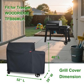 Cover Geny Grill Cover Fits Traeger Grills Woodridge Grill and Smoker TFB86MLH,Outdoor Full-Length Heavy Duty Waterproof 600D Cover Compared to Traeger BAC761