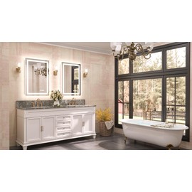 TETOTE LED Bathroom Mirror with Lights 24x36 Frontlit & Backlit Vanity Mirror Anti Fog Stepless Dimmable 3 Colors White/Warm/Natural,CRI90+ Double Lights,Wall-Mounted(Horizontal/Vertical)