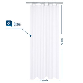 Barossa Design Small Stall Shower Curtain Fabric 42 inch Wide, Waffle Weave, Hotel Luxury Spa, 230 GSM Heavyweight, Water Repellent, Machine Washable, White Pique Pattern Decorative Bathroom Curtain